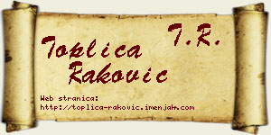 Toplica Raković vizit kartica